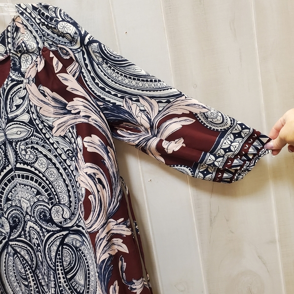 BOHO Mixed Print Sheath Dress w/ Sleeves Size Med - EUC! - Picture 4 of 12